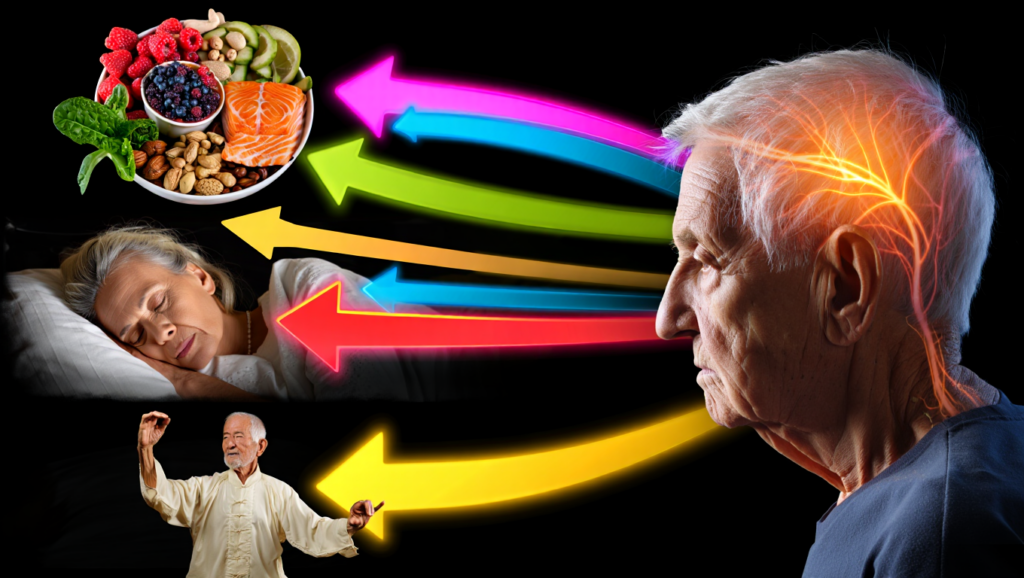 Back view of a man with visible thinning hair on the crown, with a close-up illustration showing hair follicles beneath the scalp